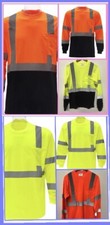 LONG SLEEVE VEST SAFETY WORK T-SHIRT HIGH VISIBILITY WITH REFLECTIVE TAPE 1,3 PK
