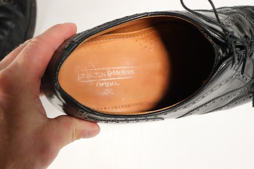 Zapatos de vestir Oxford de colección Johnston & Murphy de cuero negro con punta de ala talla 12 para hombre lg - Imagen 14 de 18