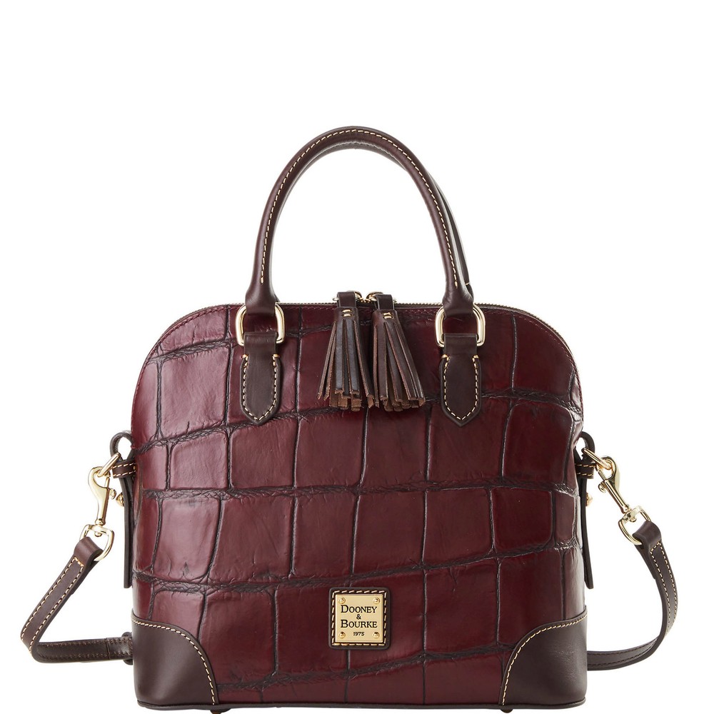 Dooney Bourke Domed Denison Leather Satchel Handbag