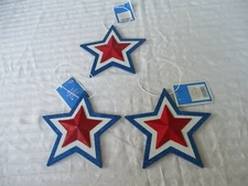 Patriotic American Wood Door Hanger Decor Stars Glitter Bling 6.5 " Set of 3 New