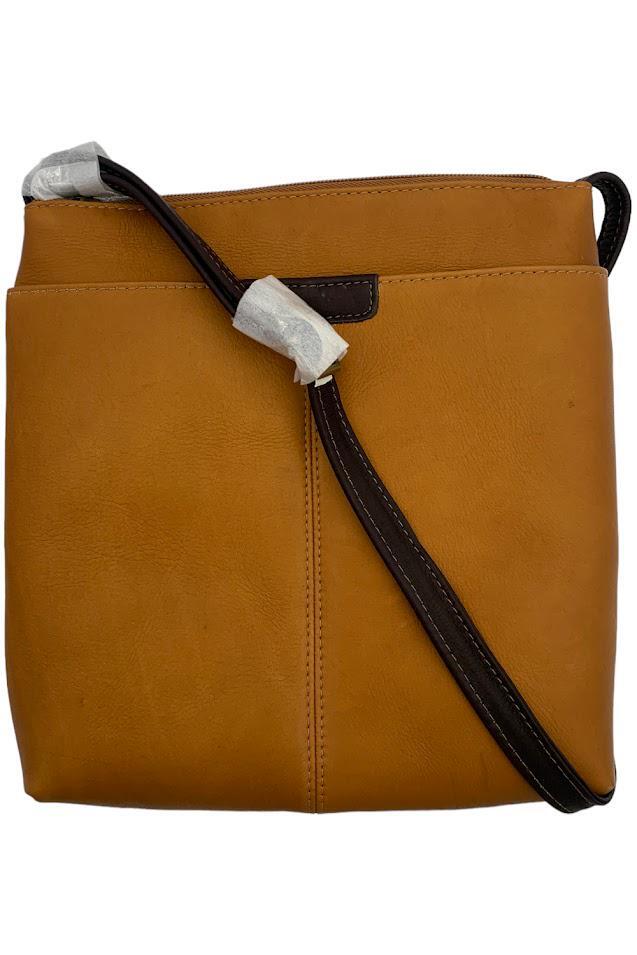 Le Donne Leather Cora с накладным карманом через плечо коричневого цвета/Кафе