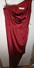 Ieena Mac Duggal NWT Red Satin One Shoulder High Low Gown Dress - 8