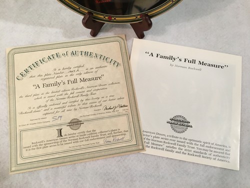 Vtg Norman Rockwell Collector Plate "A Family's Full Measure" Limited Ed #1964A - 第 11/12 張圖片