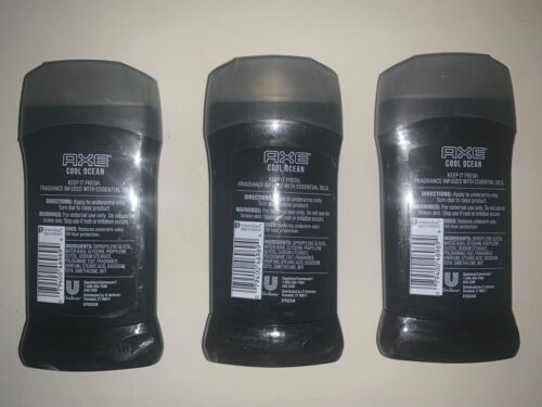 Pack of 3, AXE COOL OCEAN Deodorant Solid 48 Hour Fresh with Essential Oils - Picture 2 of 5