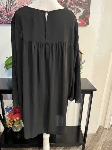 Ava & Viv Women Top Blouse Plus 3XL Round Neck With Crochet Details Flare Sleeve - Picture 11 of 12