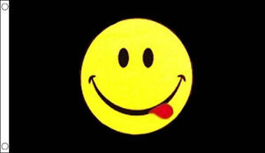 Black Smiley Face Flag 5 X 3 Happy Smile Party Festival Acid House Music Ebay