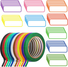 12 Roll Thin Whiteboard Tapes and 54 PCS Magnetic Dry Erase Labels 1/8 Inch Pins