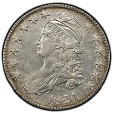 1824/4 PCGS AU Details Capped Bust Half Dollar (O-109), Silver U.S. Coin 50c