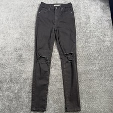 Levi's 721 High Rise Skinny Jeans Women's Size 26 Black Distressed Stretch