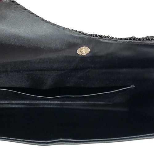 Vintage MM Kane Beaded Clutch Purse Black Satin Formal Special Event Hong Kong - Picture 14 of 21