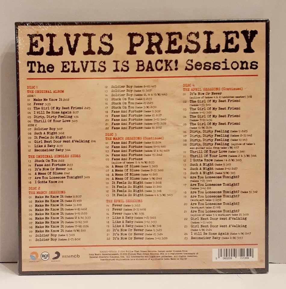 Elvis Presley: The Elvis Is Back! Sessions - 4 CD Set With Book - Factory Sealed - Image 2 of 4