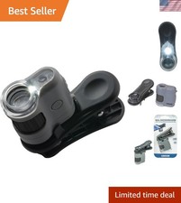 Lightweight 20x Pocket Microscope with Built-in Flashlight  Smartphone Clip