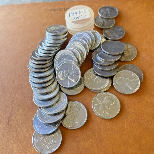 1943 S Roll (50 Coins) BU Uncirculated Steel Wheat Penny/Cent