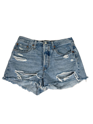 Levi's Women's Light Wash 501 Original Distressed High Rise Denim Shorts - 28