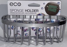 Sponge Holder Suction Cup Stainless Steel Kitchen Dish Drain Sink Basket RackNEW