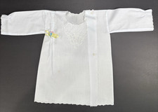 Vintage White Baby Diaper Shirt Long Sleeve Buttons Pintuck Ribbon 3-6 months
