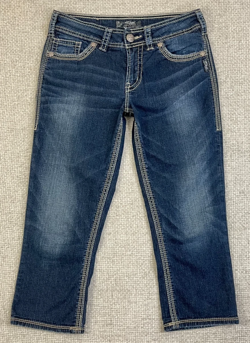 Jean Femme Silver Taille 27 - Style Capri/Crop Délavé Foncé - Excellent état
