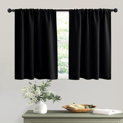 RYB HOME Black Curtains Blackout - Bathroom 42''W x 36''L (Pack of 2), 