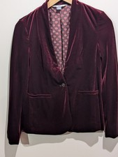 Old Navy Women s Velvet Blazer XS Burgundy One Button Lined Holiday Jacket