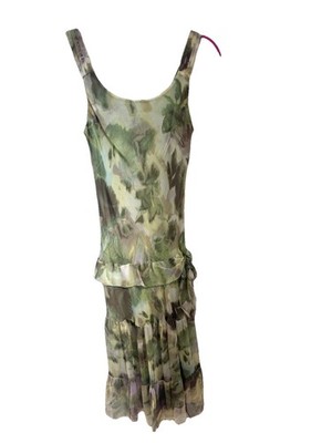Jonathan Martin Studio Sleeveless Green And Brown Dress Silk 8