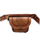 Vintage Hand-Tooled Leather Horse Labrador Shoulder Bag Purse - Rare Beautif