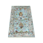 2'8"x4' Blue Hand Knotted Afghan Sultani Pomegranate Design Wool Rug 22600