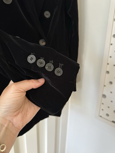 NUEVO Abrigo Blazer Chaqueta Zara Doble Pecho Terciopelo Negro Talla Pequeña £69.99 Nuevo con Etiquetas - Imagen 8 de 15