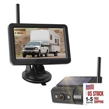 Magnetic Solar Wireless Backup Camera with 5  HD Monitor No Wiring