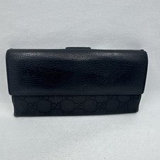 Gucci Women's Wallet GG Canvas Leather Continental Long Black Continental