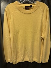 Vintage Women s 1980S Pasta Bright Yellow Crewneck Sweater Ribbed Hems SZ Medium