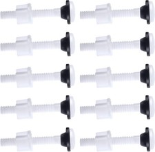 Plastic Toilet Seat Hinge Bolts and Nuts with Washers One Size, Black, White
