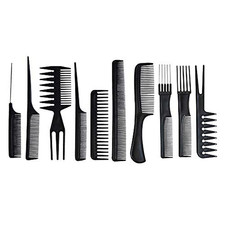 10PCS Black Hair Combs Set for Hairdressing, Cutting  Styling - for Women, Men
