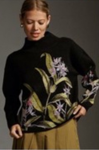 Maeve Anthropologie The Carys Pullover mit Blumenmuster und Stehkragen Größe M neu ohne Etikett