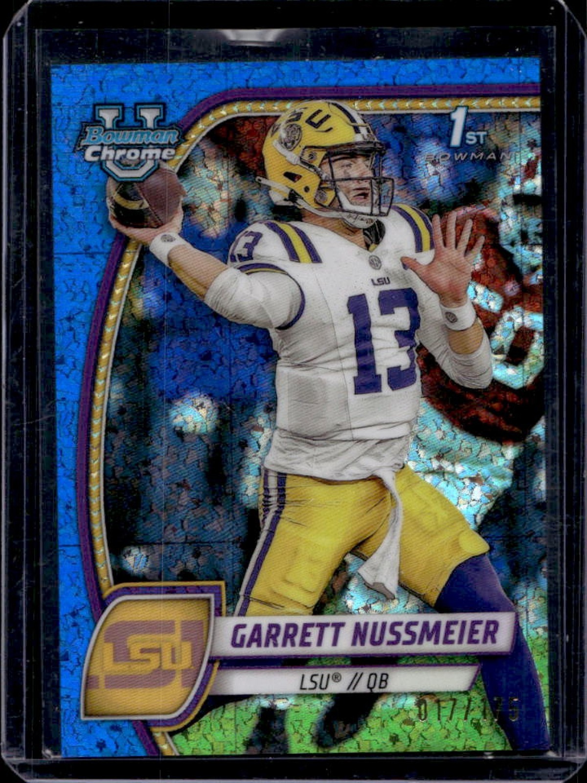 2024 Bowman Chrome U Garrett Nussmeier Blue Mini Diamond Refractor 1st #17/175