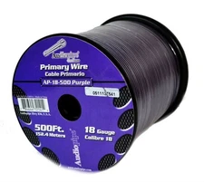 18 Gauge Car Audio Primary Wire (500ft–Purple)– Remote, Power/Ground Electrical