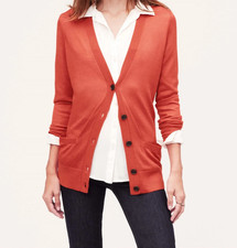 LOFT Womens Sweater V Neck Wool Blend Chili Red Size Petite XXS NEW