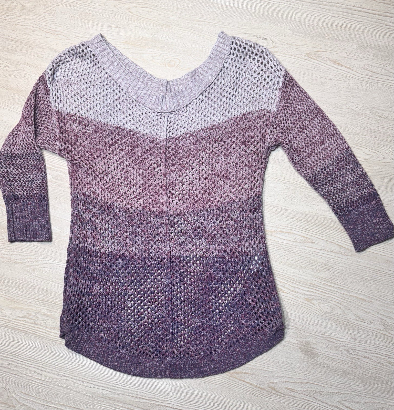 Maurices Ombre Knit Sweater Womens Small Purple Boho Lightweight Cottagecore