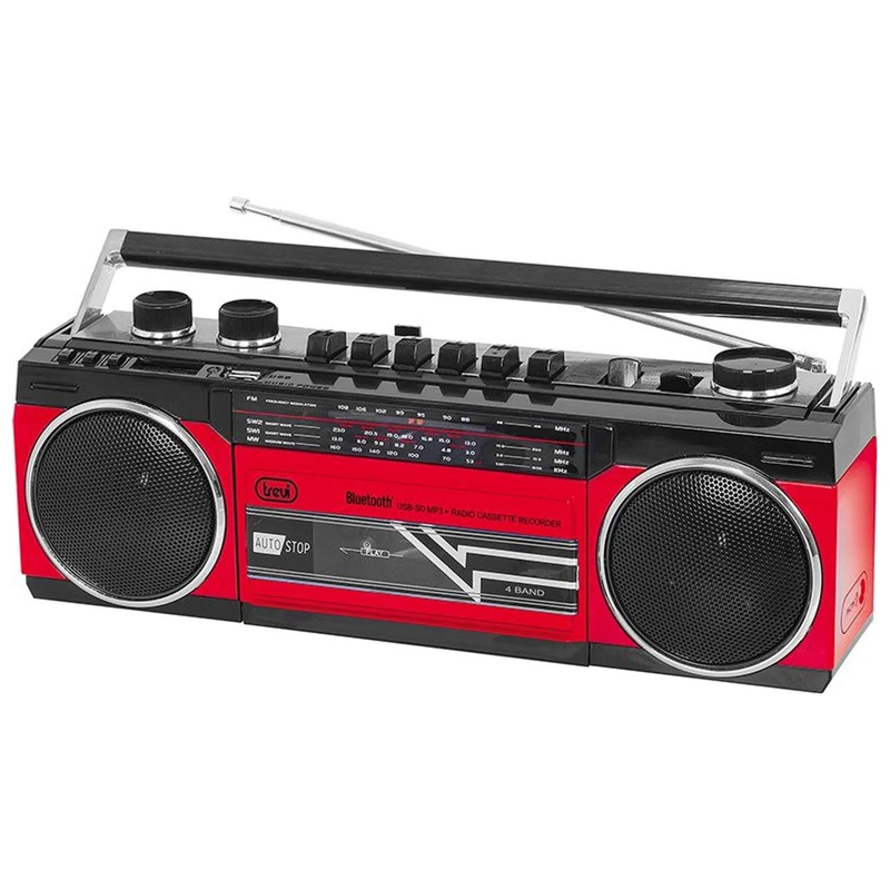 Radio Registratore con CASSETTA TREVI RR 501 BT Rosso Bluetooth Stereo USB SD