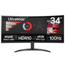 LG 34" UltraWide VA QHD 100Hz 5ms 1800R Curved Monitor 21:9 1:3000 34WR50QK-B