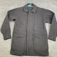 Filson Mackinaw Wool Cruiser Jacket Charcoal Grey Mens Large 110 USA Wool VTG