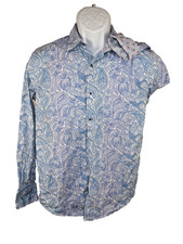 Robert Graham Shirt Mens Small Classic Fit Paisley Print Flip Cuff Button Down