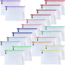 20 PCS Mesh Zipper Pouch 6x8 Inch Plastic Zip File Folders Puzzle Bags Multi