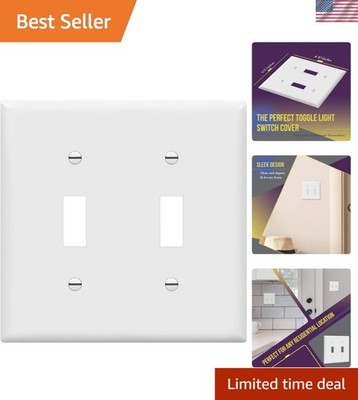 Sleek Gloss Finish 2-Gang Toggle Switch Wall Plate - Easy Installation Included