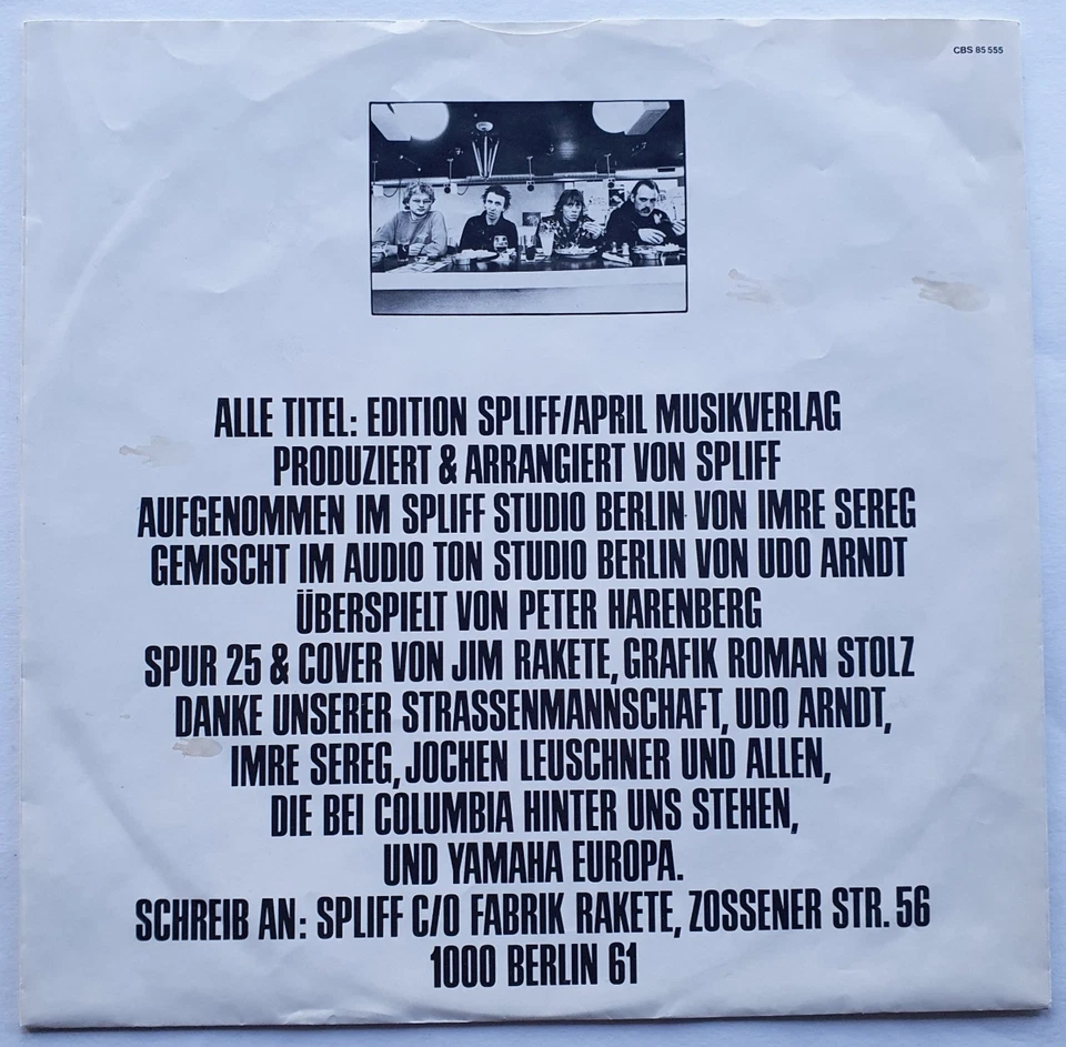 Spliff – 85555 (Vinyl, 1982), OIS, geprägtes Cover, Vinyl excellent (EX) - Bild 3 von 4