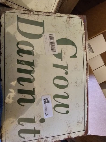 Grow Damn It Funny Tin Vintage Metal Sign - 12x8 Inch Outdoor Garden Decor For H