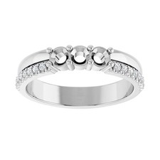 925 Sterling Silver Semi Mount Ring Setting 5mm Round 3-Stone Ring