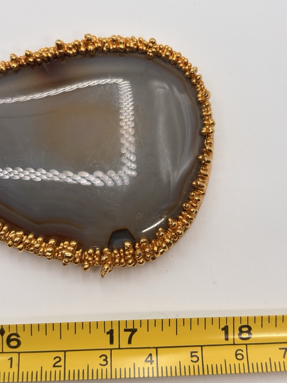 Handmade Polished Gray Agate Slice Statement Pend… - image 5