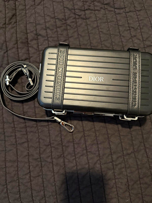 RIMOWA DIOR Black Hard Case Crossbody/Clutch w/ Detachable Strap Logo
