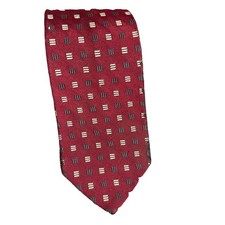 Brooks Brothers Makers Silk Tie Red W/ Geometric Pattern Hand Made USA Classic