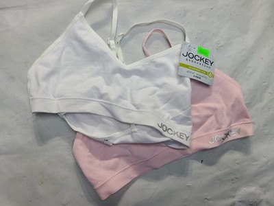 Jockey Generation Girls' 2pk Seamfree Bralette White/Pink Size Medium 